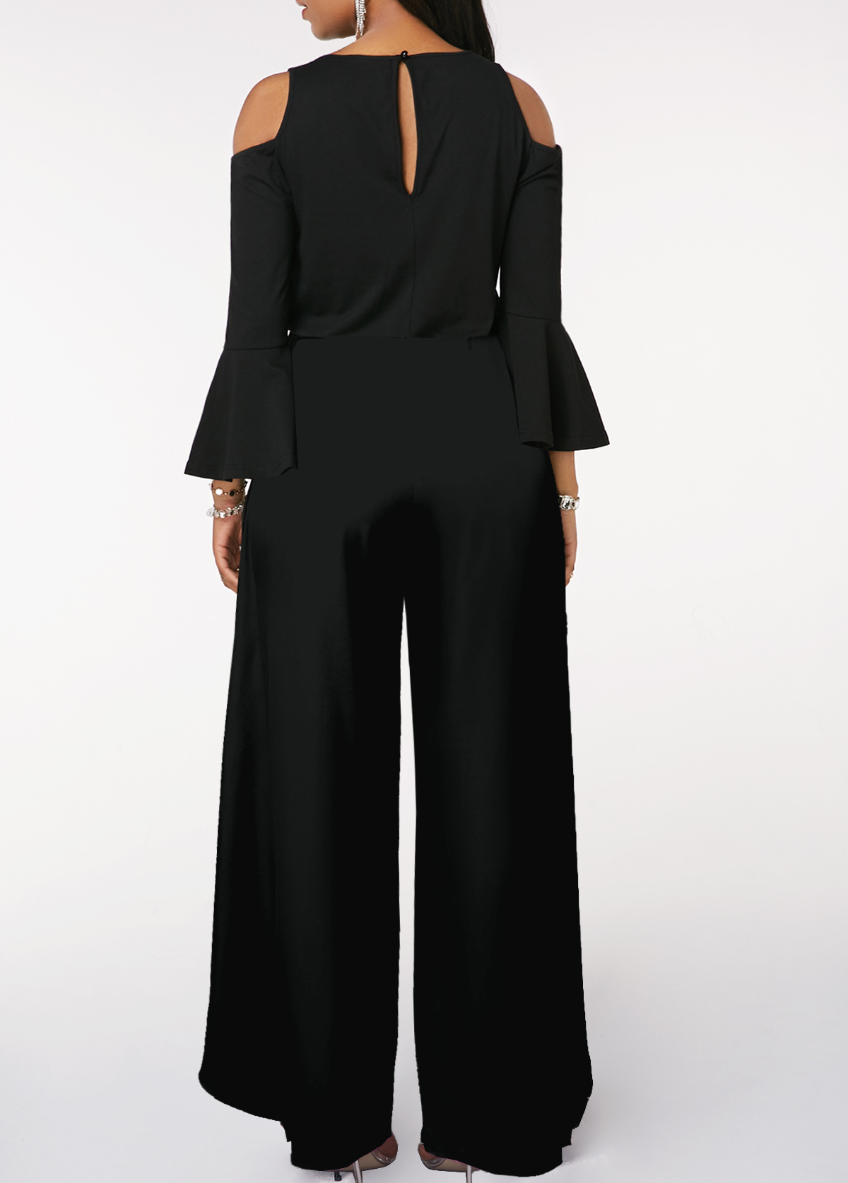 Chic Black V-Neck Long Sleeves Jump Suit