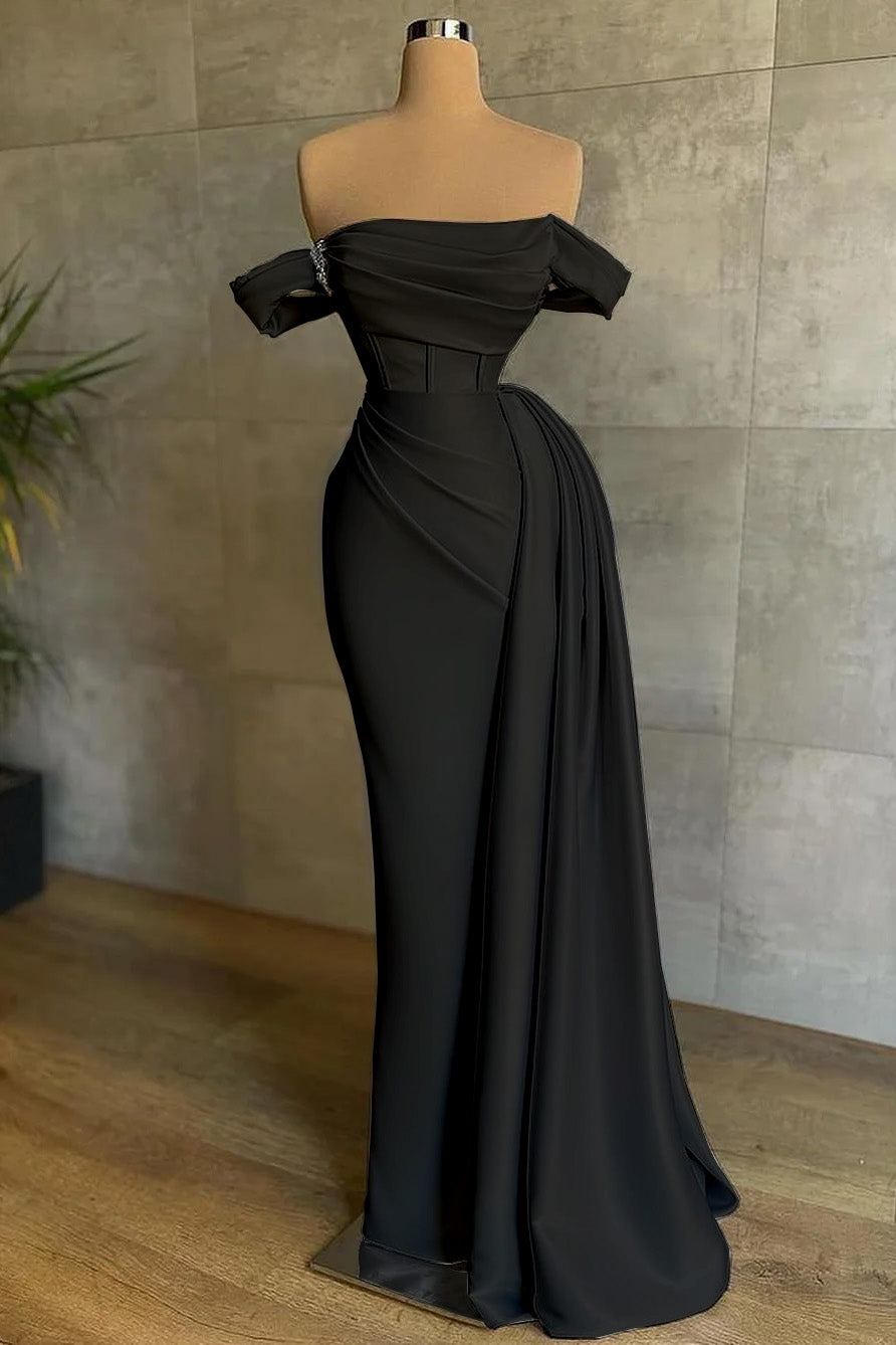Nobel Off-the-Shoulder White Strapless Mermaid Evening Dress With Ruffles