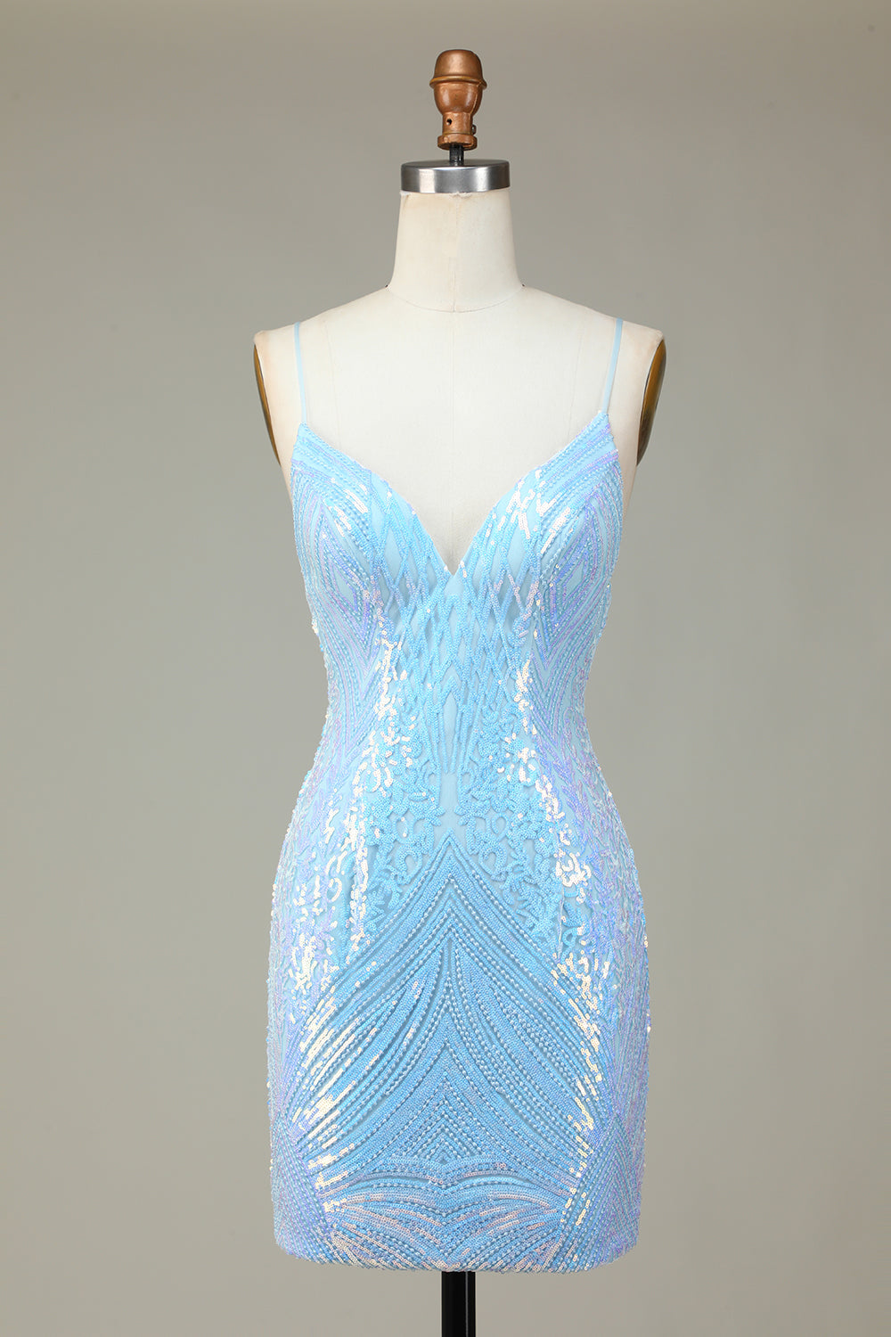 Glitter Blue Sequins Tight Short Homecoming Dress/Mini Dress