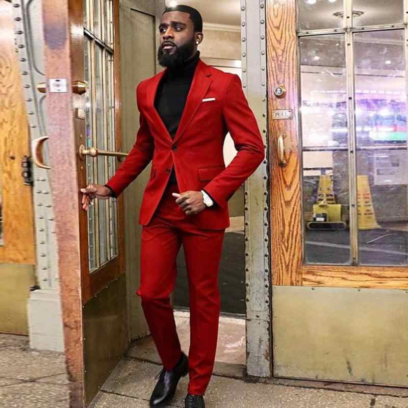 Fashion Casual Red Party Prom Suit Two Pieces for Man