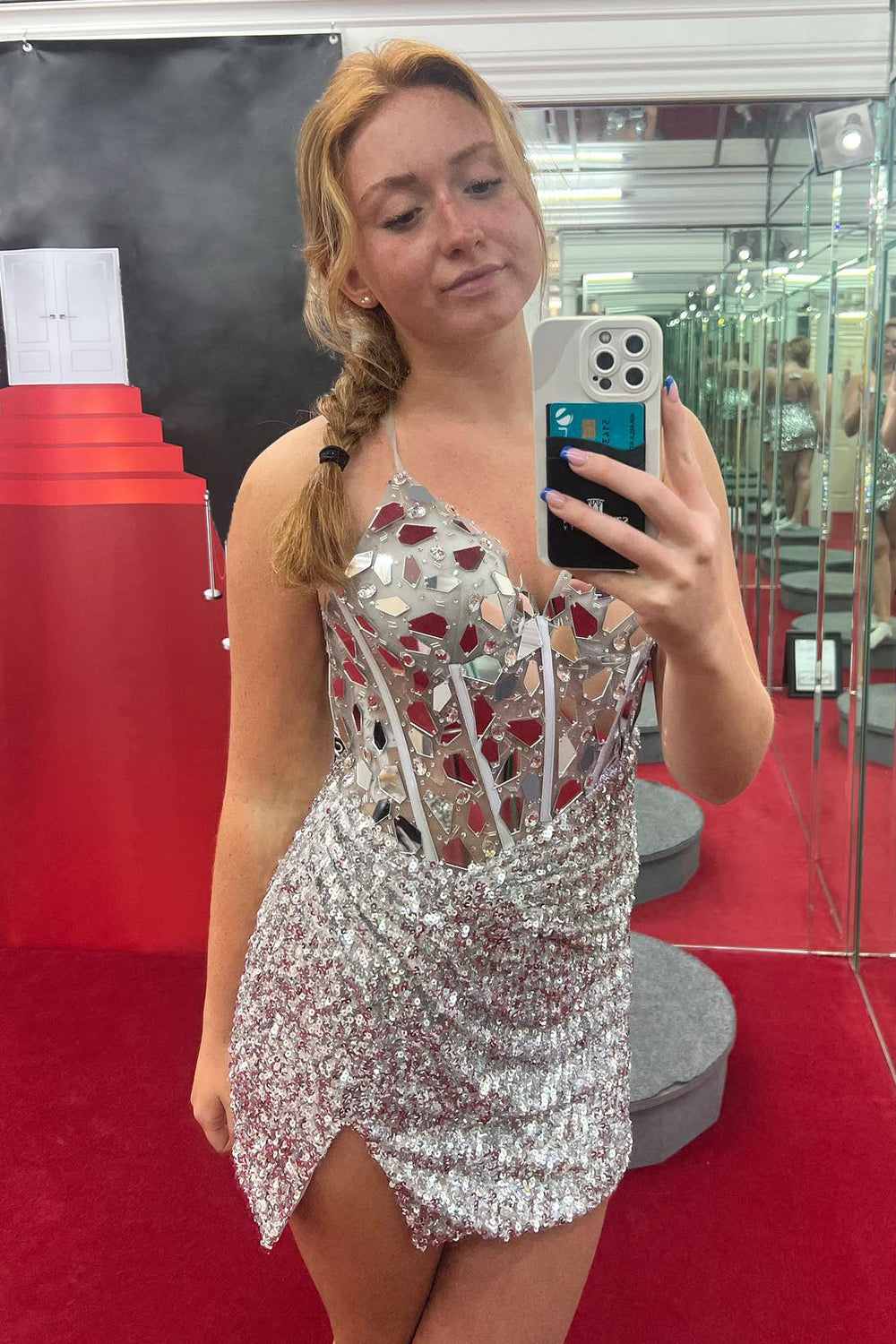 Sparkly Red Sequin Tight Short Mirror Homecoming Dress/Mini Dress
