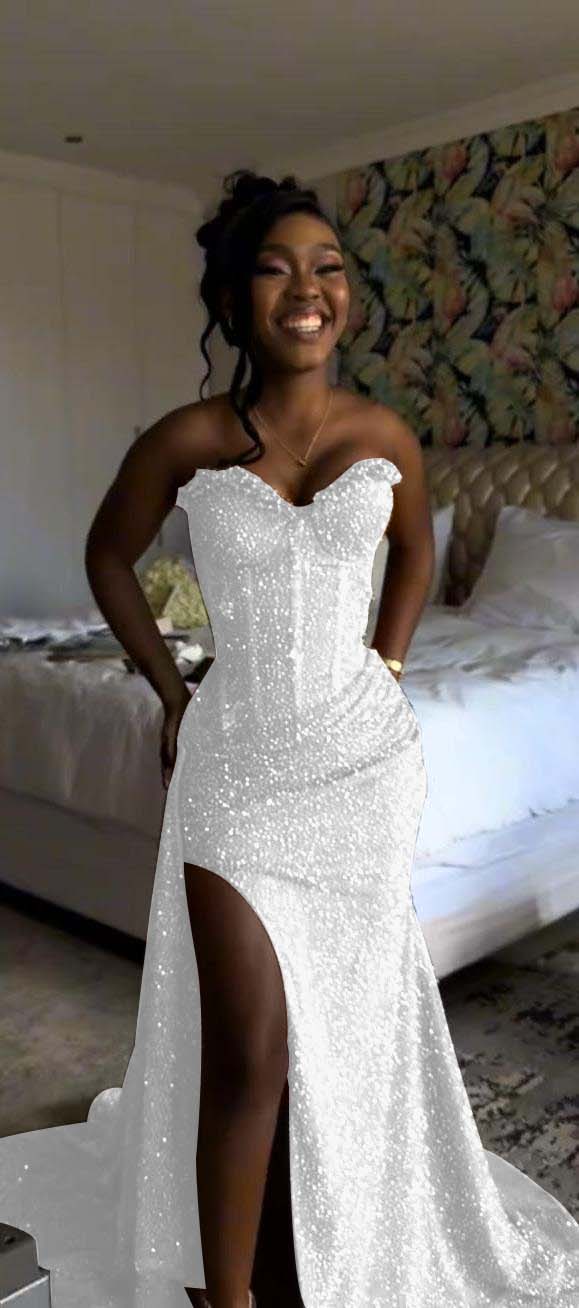 Sweetheart Sleeveless Long Mermaid Formal Dress With Split Sequin