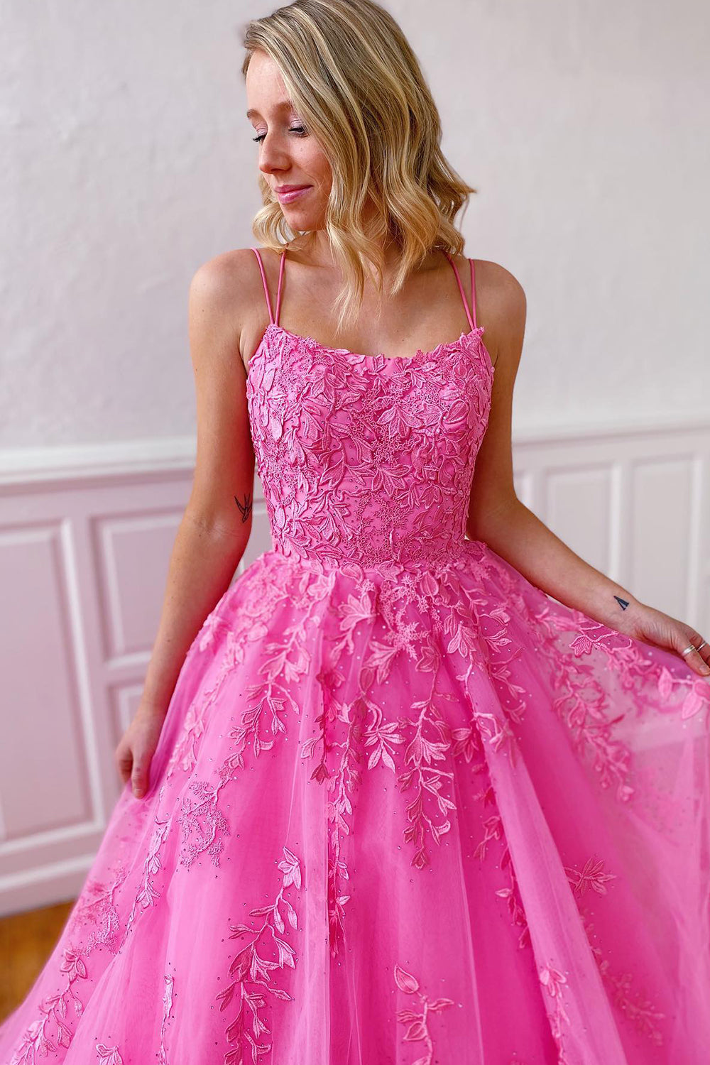 Red Princess Prom Dress with Spaghetti Straps