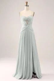 Gorgeous Fuchsia Strapless Cut Out Draped Pleated Formal Dress