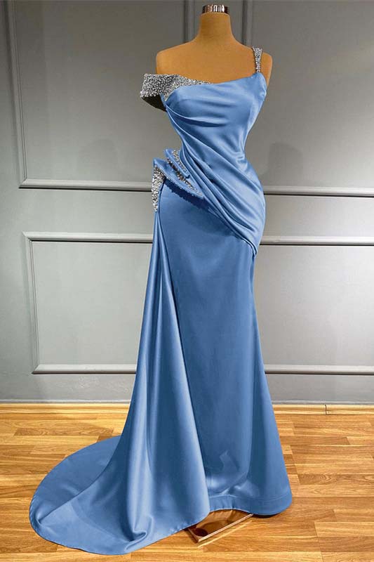 Long Mermaid Off-The-Shoulder Ruffles Evening Dress With Beads