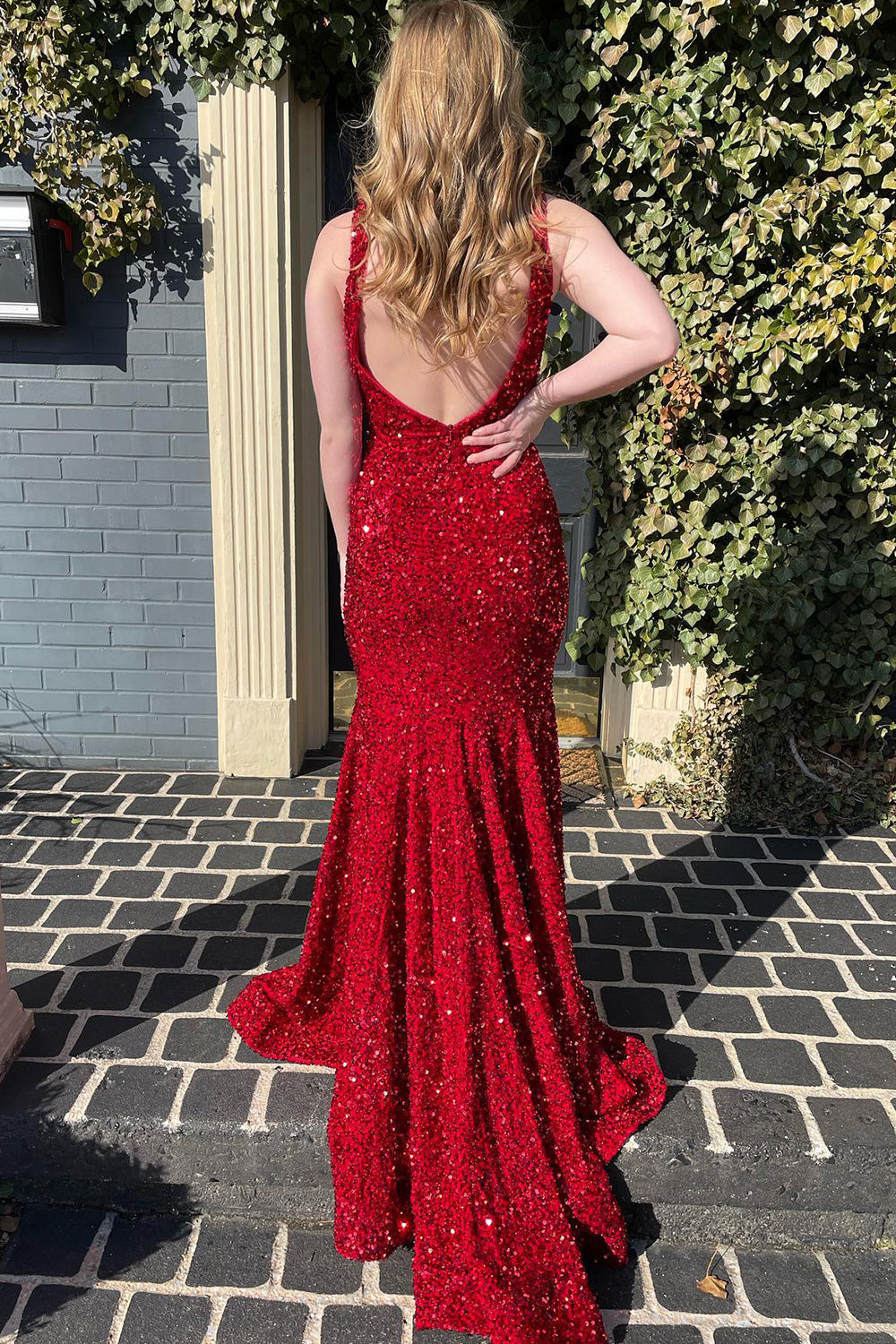 Deep V-Neck Black Mermaid Prom Dress with Sparkly Sequins