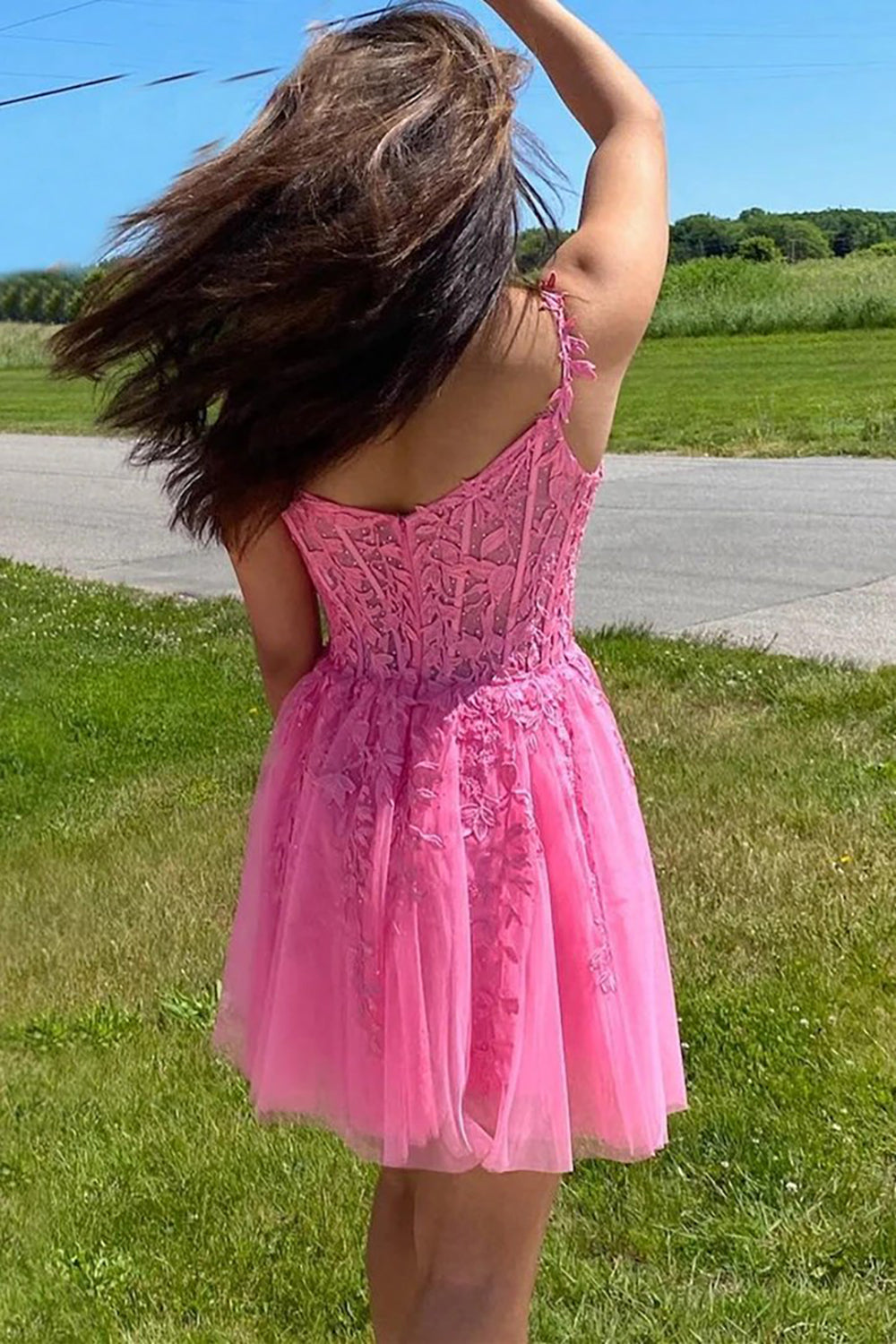 Mint Backless Short Homecoming Dress/Mini Dress with Appliques