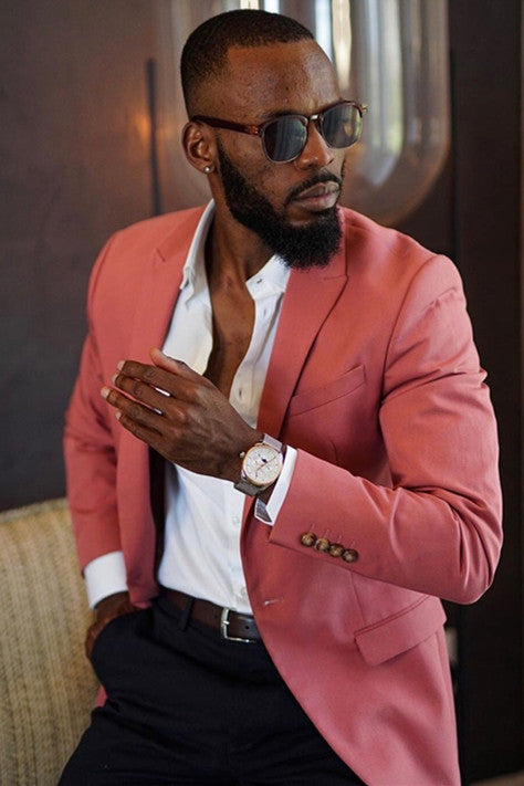 Fashion Braden Pink Two-Piece Morning Suit Wedding with Peaked Lapel