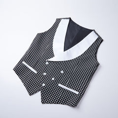 Modern Slim Fit Black Dot Shawl Lapel Wedding Suit for Men