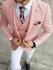Fabulous Pink Best Three-Piece Prom Suits for Man with Notched Lapel