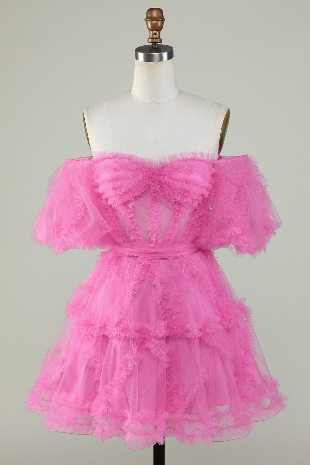 Fuchsia Corset A-Line Short Homecoming Dress/Mini Dress