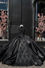 Sweetheart Ball Gown with Black Satin and Beaded Details for Quinceanera