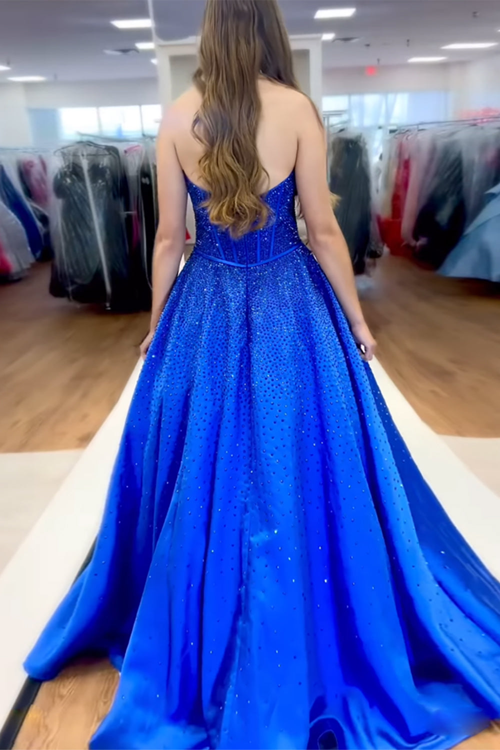 Long Black A-Line Prom Dress with Sweetheart Neckline Beaded Corset and Bow