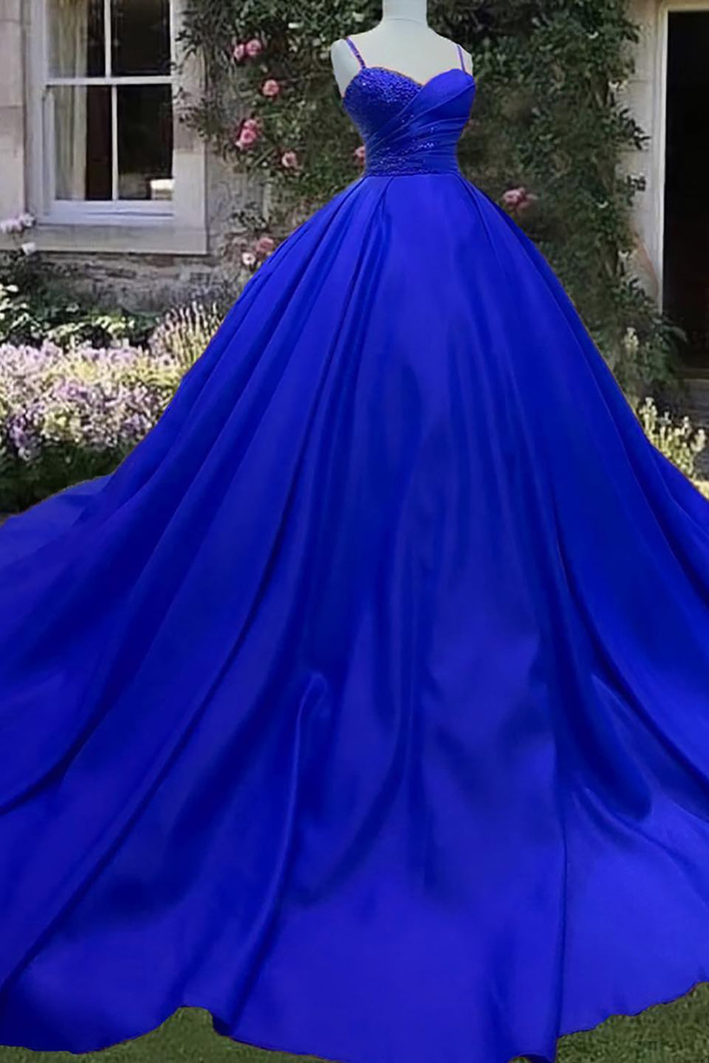 Long Satin Quinceanera Dress with Sparkly Purple Sequins for Princess