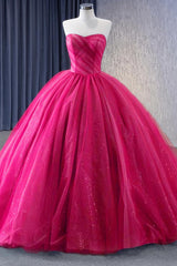 Strapless Fuchsia Princess Ball Gown for Quinceanera