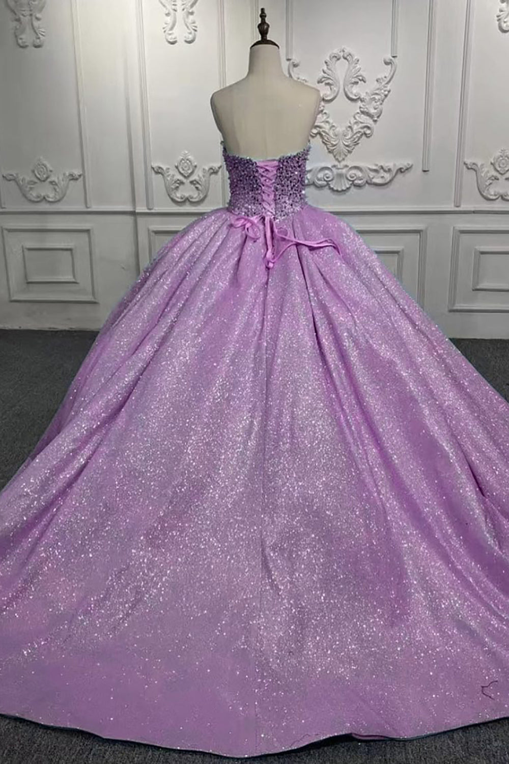 Lilac Princess Sparkly Sweetheart Ball Gown with Long Sequins for Quinceanera