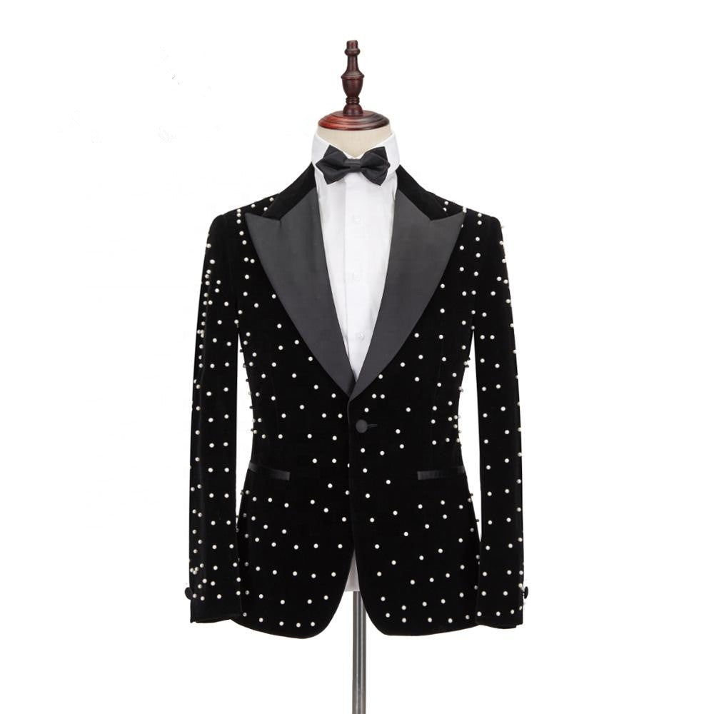 Gorgeous Casual Prom Outfits with Black Peaked Lapel for Guys