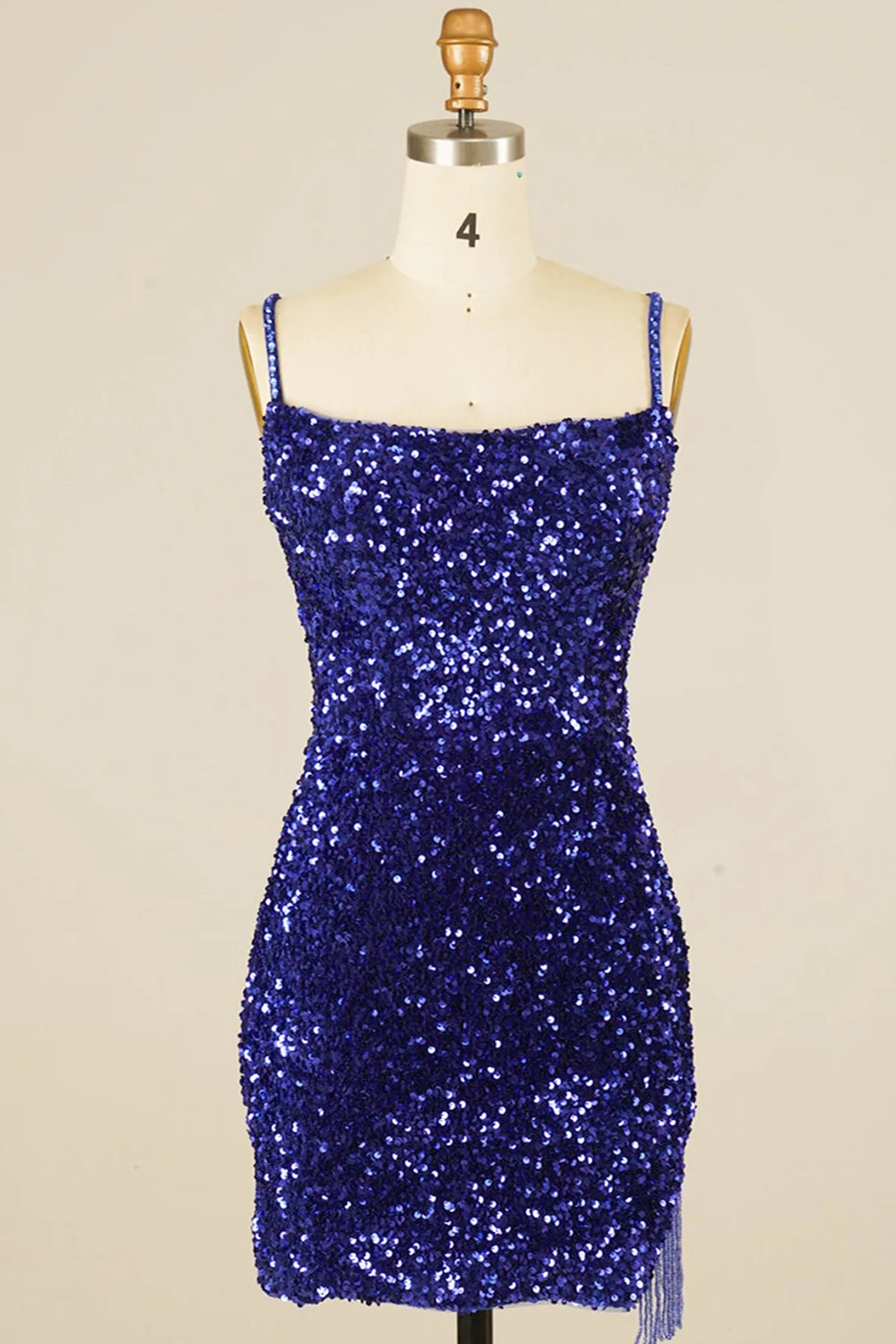 Royal Blue Sequined Tight Homecoming Dress/Mini Dress with Fringes