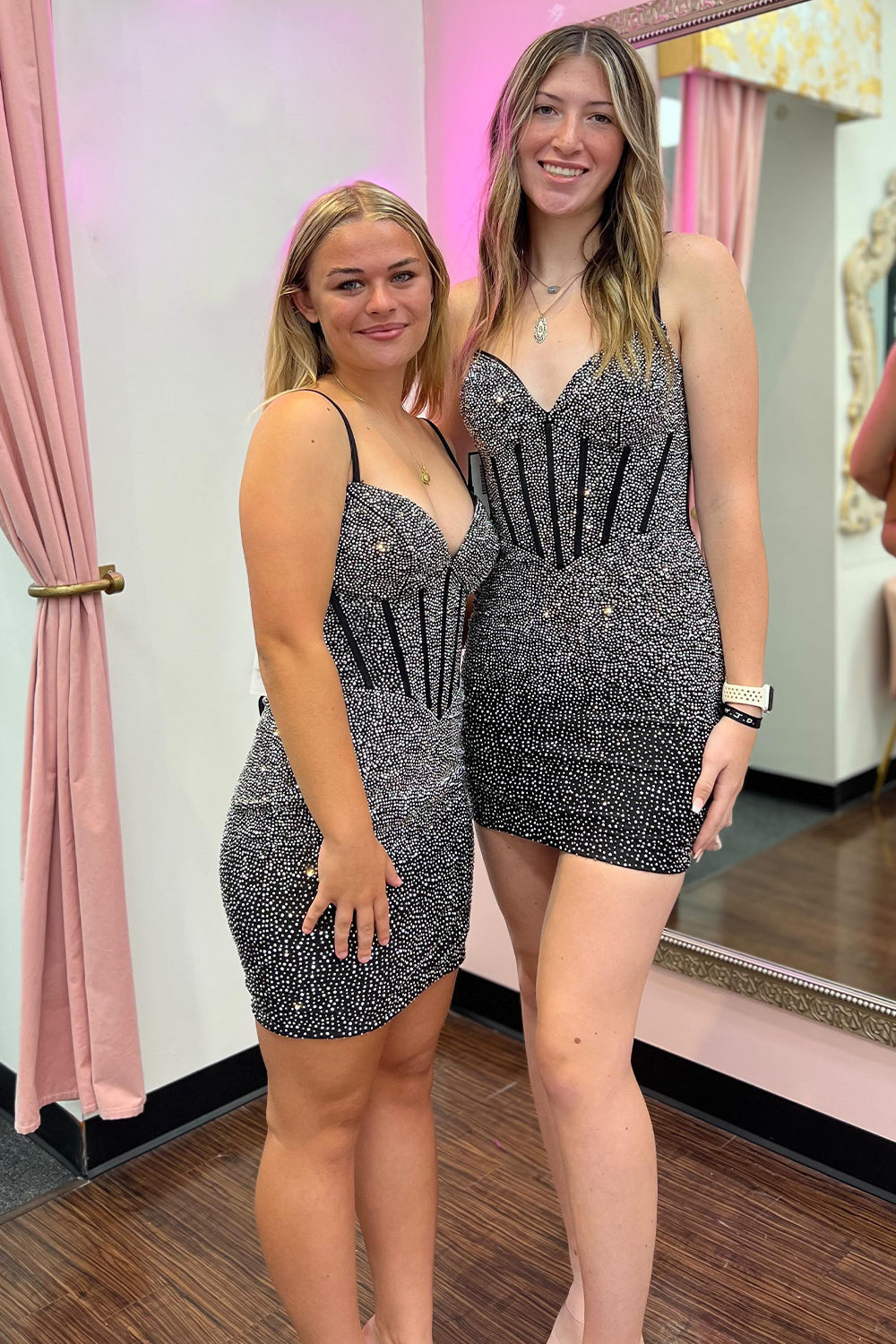 Sparkly Navy Beaded Corset Lace-Up Back Tight Short Homecoming Dress/Mini Dress