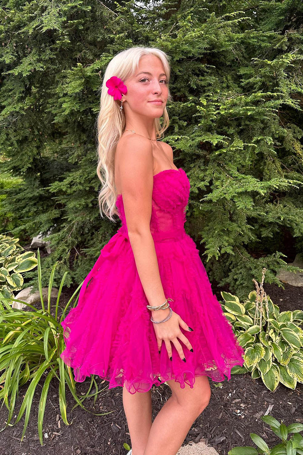 Lavender Corset Sweetheart A-Line Short Tulle Homecoming Dress/Mini Dress