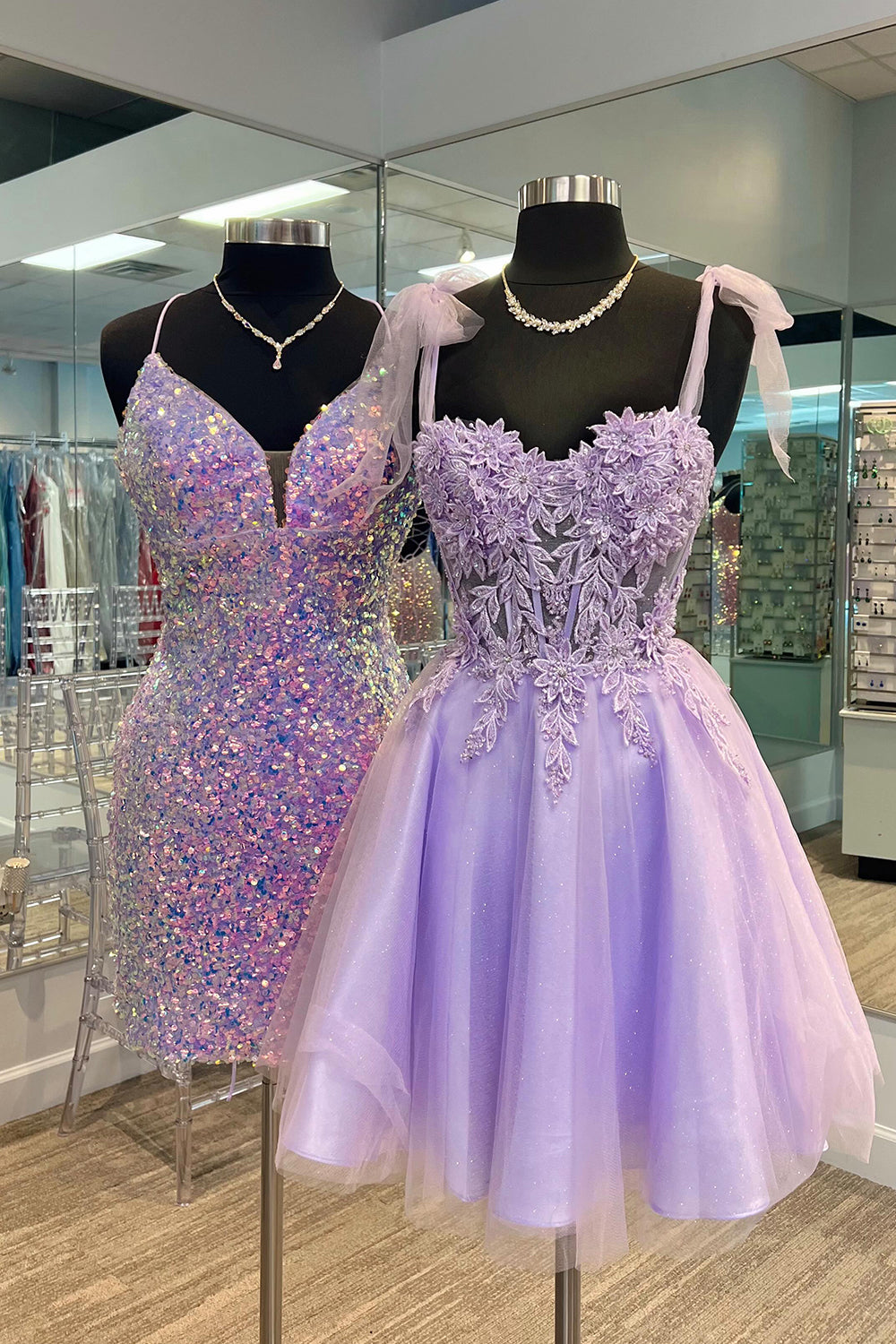 Purple Corset A-Line Tulle Short Homecoming Dress/Mini Dress with Lace