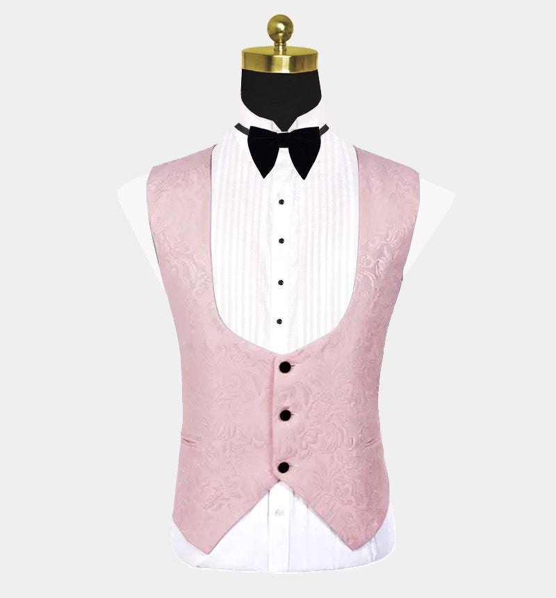 Pink Jacquard Tuxedo Reception Suit for Groom