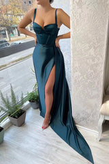 Elegant Straps Mermaid Evening Dress Sleeveless With Split