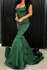 Spaghetti-Straps Green Mermaid Evening Dress