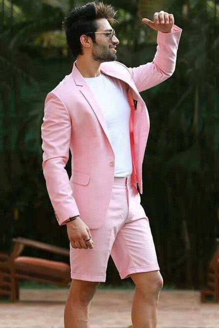 Stylish Pink Wedding Tuxedo One-Button with Notched Lapel
