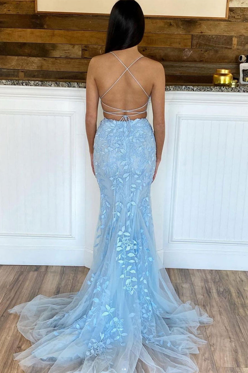 Blue Mermaid Prom Dress in Two Pieces