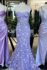 Elegant Purple Mermaid Sweetheart Corset Prom Dress Featuring Embroidery