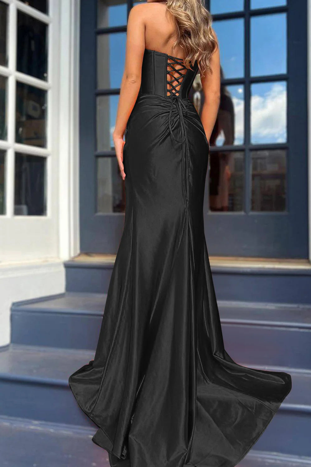 Royal Blue Mermaid Sweetheart Corset Prom Dress with Stunning Front Split