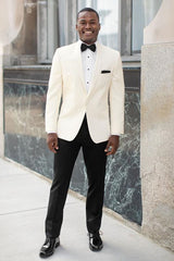 Simple and Handsome Rodney White Shawl-Lapel Wedding Men's Suits
