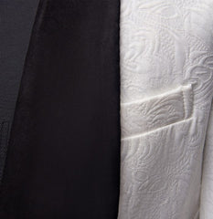 Floral White Men's Suits with Black Lapel Three-Piece Dinner Suits for Men
