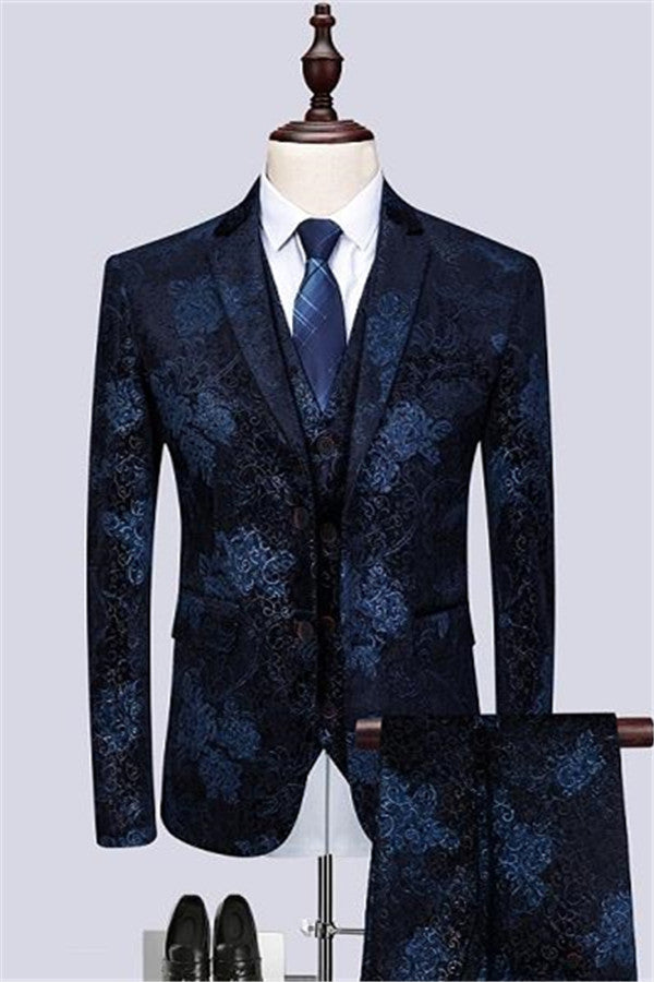Gentle Navy Blue Tuxedos Wedding Suit for Groom Classic Morning Suit