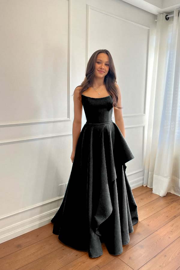 Glamorous Strapless Sleeveless Long Formal Dress With Pleated