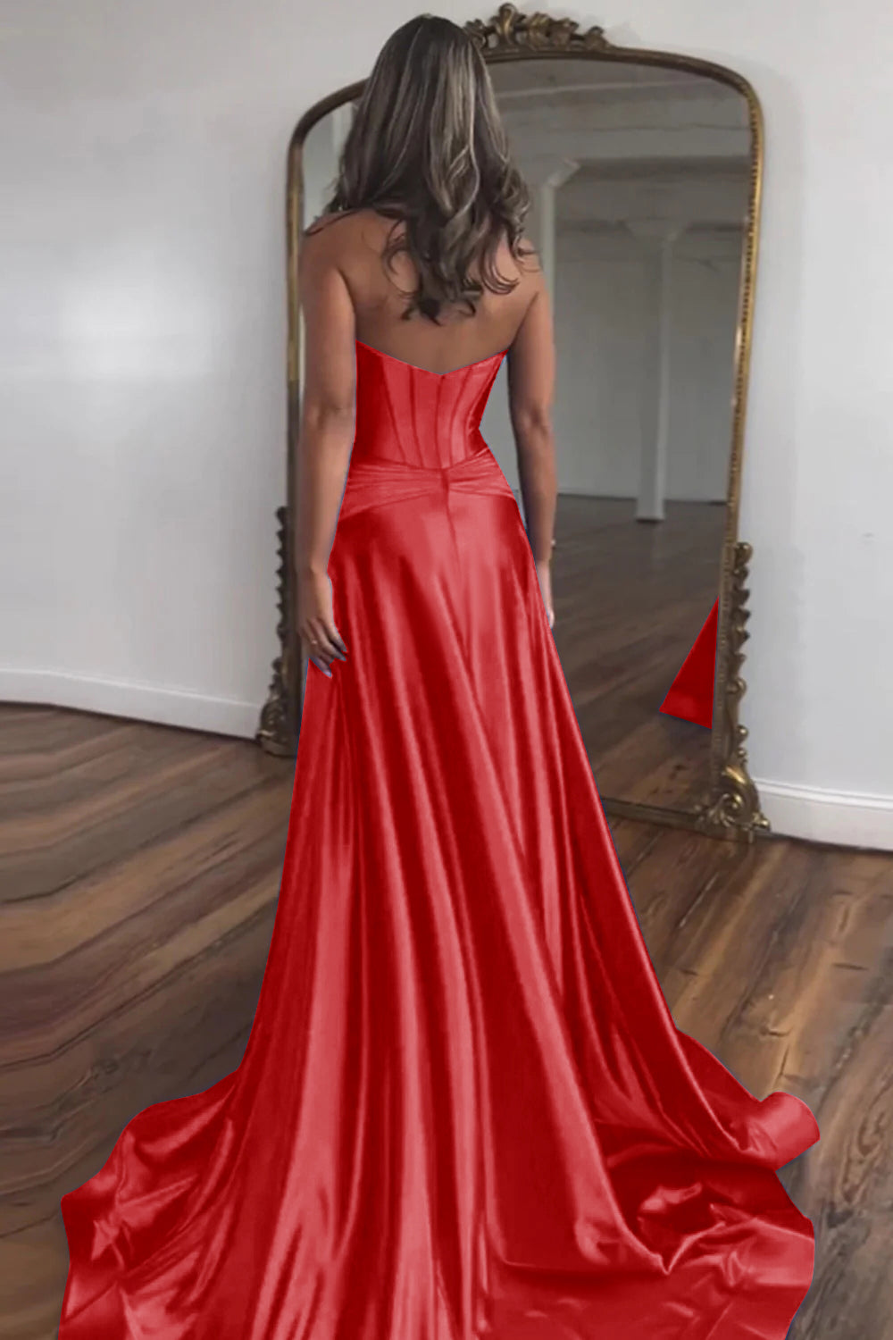 Elegant Blue Sweetheart Corset Prom Dress with A-Line Skirt and Front Split