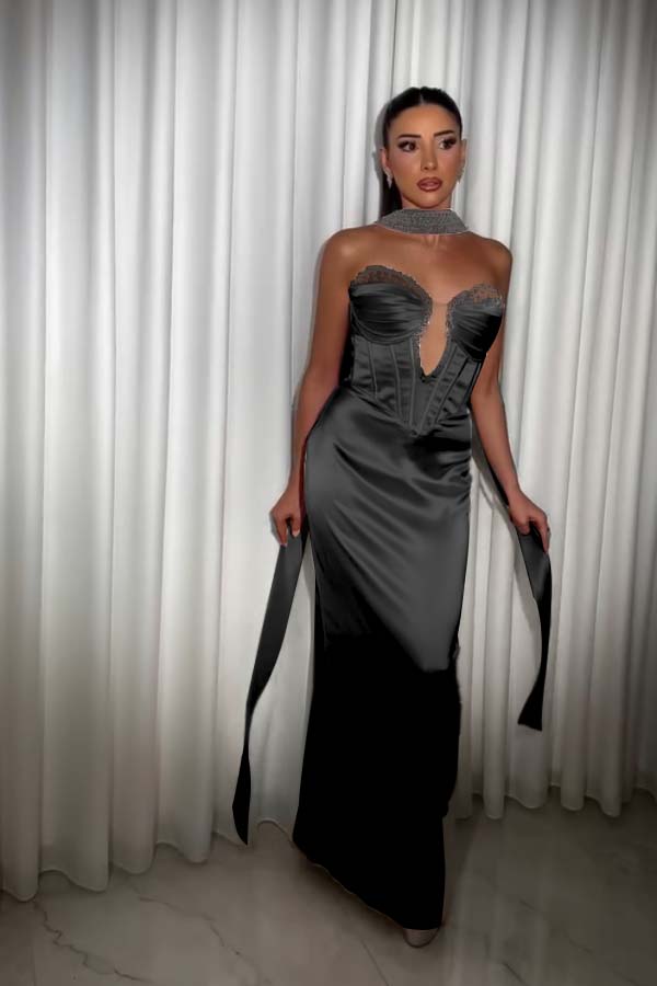 Strapless Sleeveless Long Mermaid Formal Dress With Pleated Beading