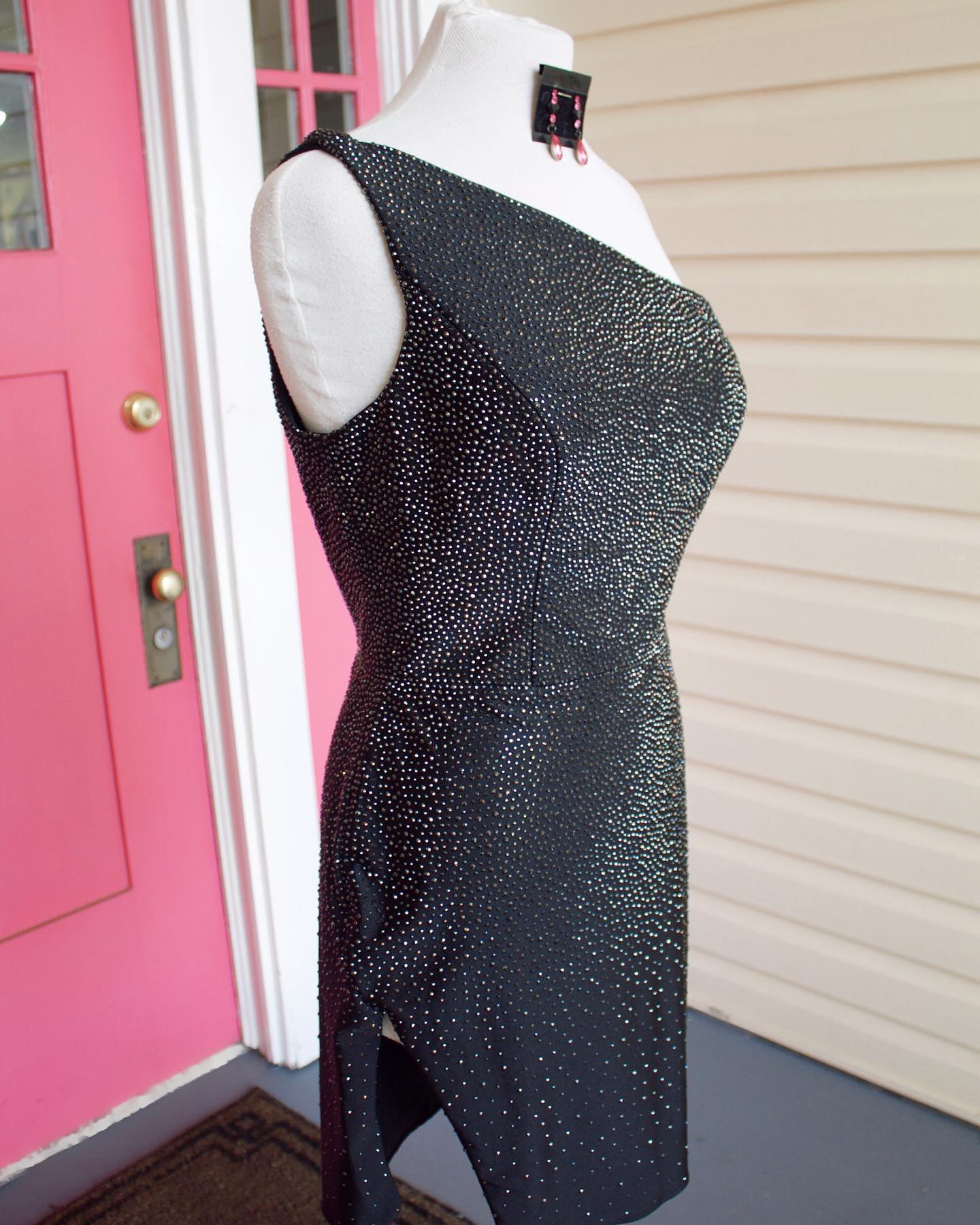 Sparkly Dark Green Sequins One Shoulder Tight Homecoming Dress/Mini Dress with Slit
