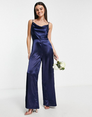 Captivating Spaghetti-Straps Dark Night Purple Loose Jump Suit