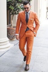 Modern New Arrival Linen Notched Lapel Men's Wedding Suits
