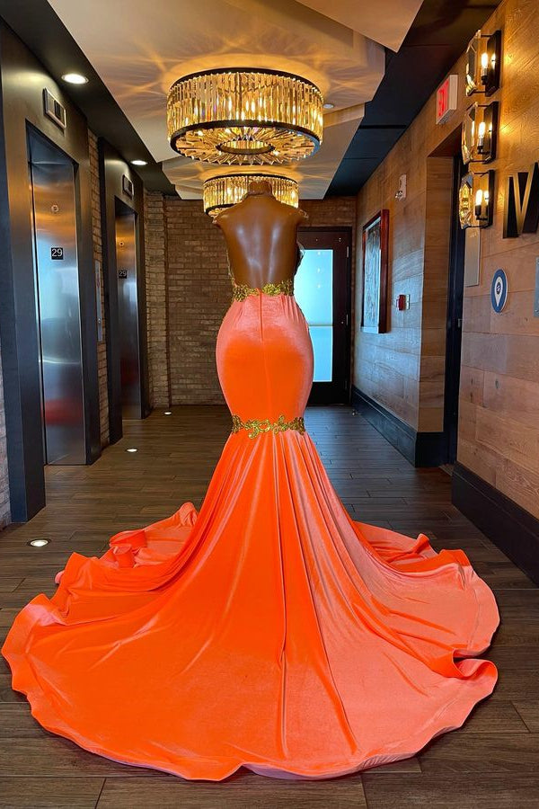 Chic Halter Mermaid Sleeveless Evening Dress