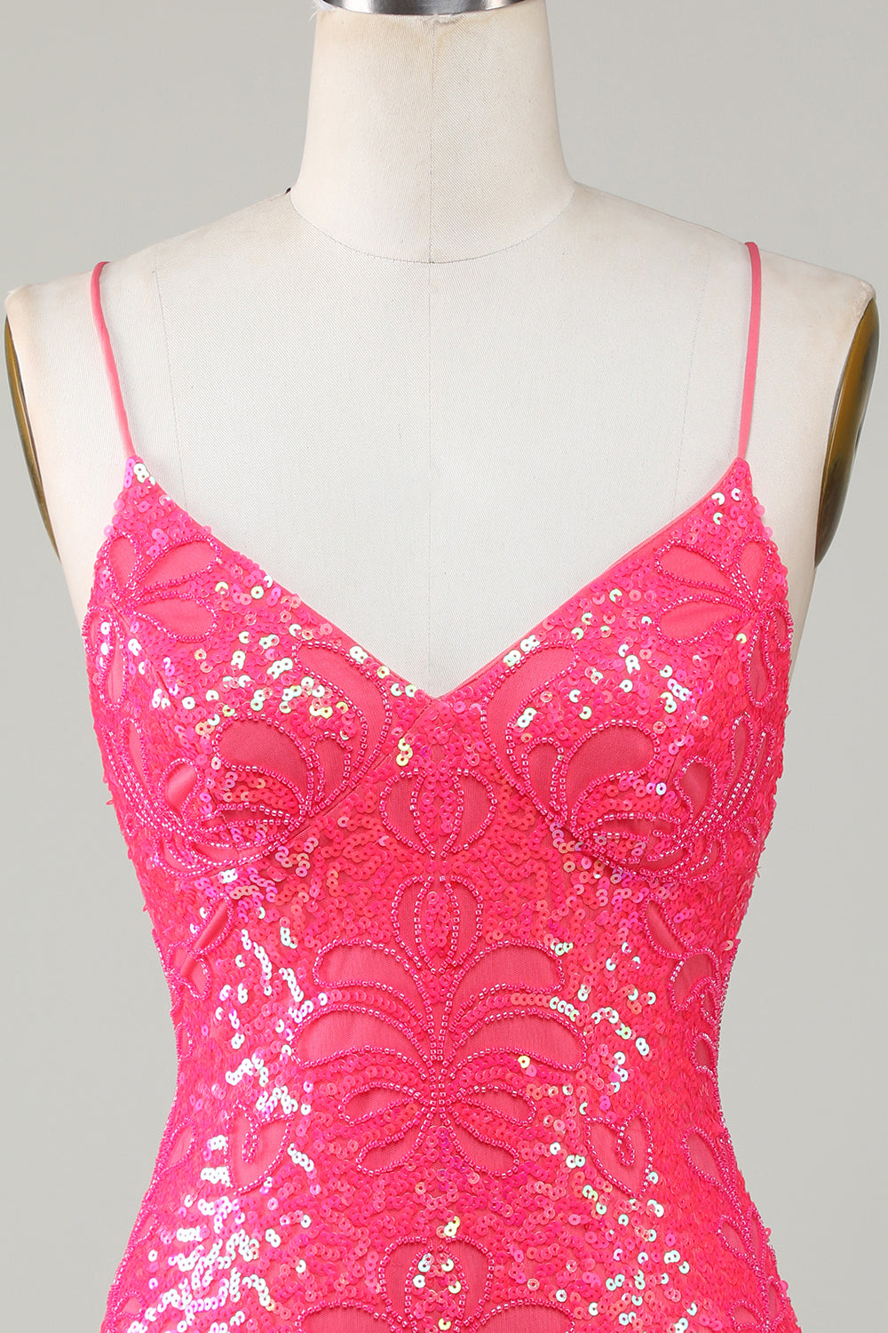 Sparkly Pink Beaded Sequins Tight Short Homecoming Dress/Mini Dress