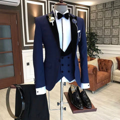 Formal Dark Navy Slim Fit Peaked Lapel Wedding Tuxedo