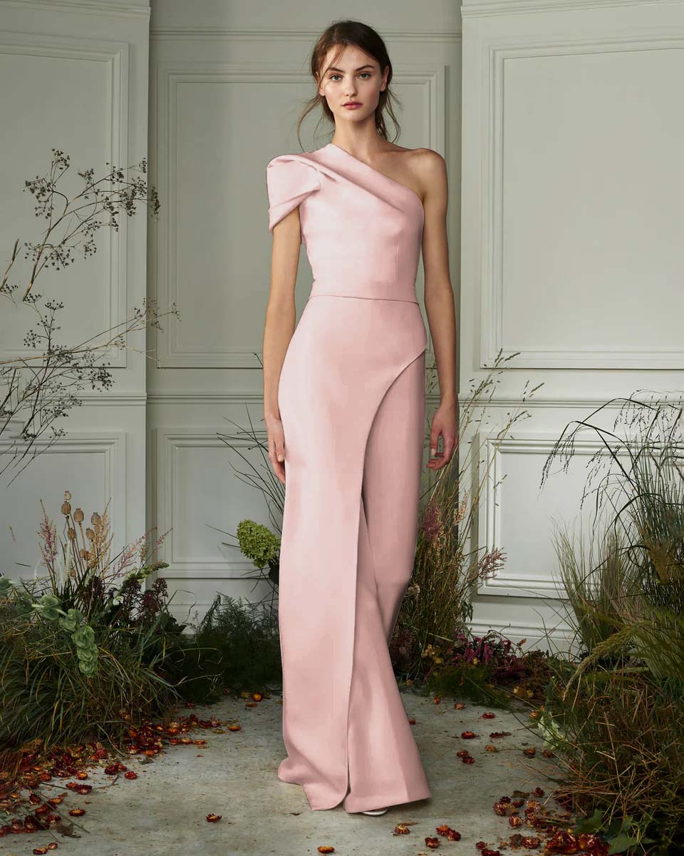 Chic White One-Shoulder Irregular Long Party Jump Suit