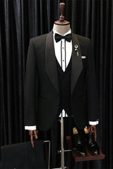 Fashion Black Shawl Lapel Three-Piece Wedding Suits