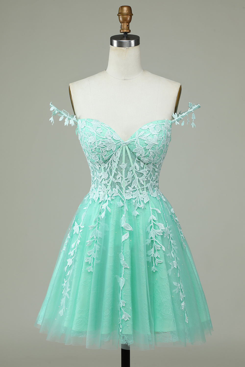 Mint Backless Short Homecoming Dress/Mini Dress with Appliques