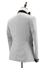 Popular Double-Breasted Black Shawl Lapel Wedding Tuxedo