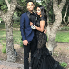 High-Quality Navy Blue Black Silk Lapel Jacob Marriage Blazer Suit with Two-Piece