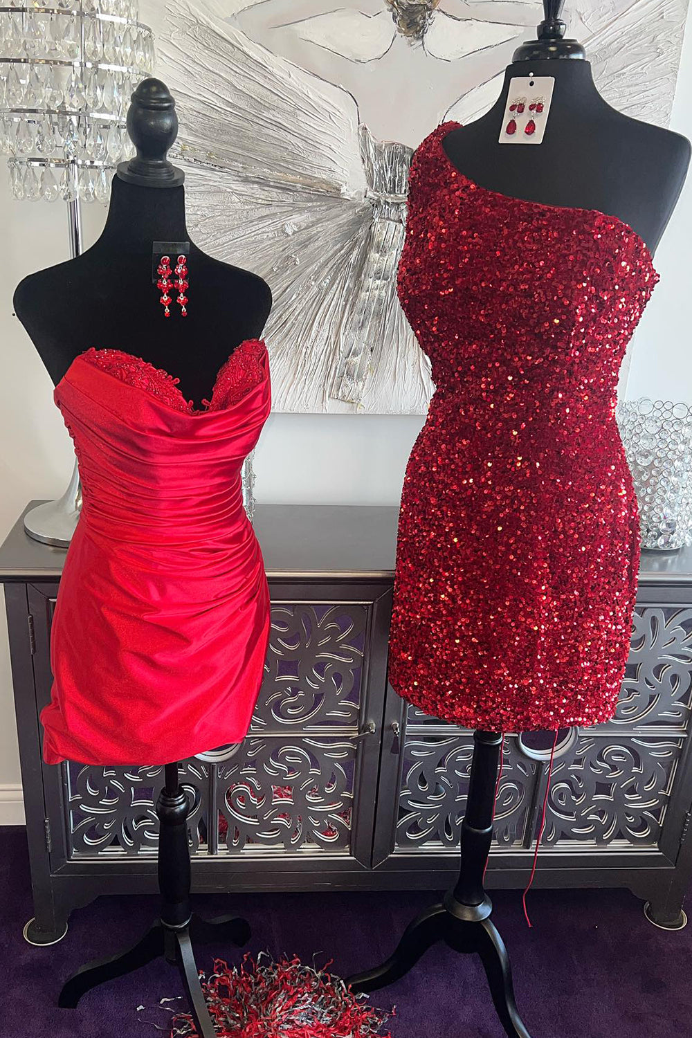 Sheath One Shoulder Royal Blue Sequins Short Homecoming Dress/Mini Dress